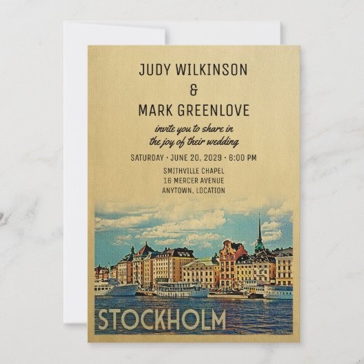 Stockholm Wedding Einladung Schweden (Vorderseite)