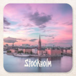 Stockholmer Hauptstadt Schweden Night Skyline Rechteckiger Pappuntersetzer<br><div class="desc">Stockholm Hauptstadt of Sweden Night SkylineSchöner rosa und lila Himmel auf dem Wasser.</div>