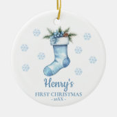 Stocking Personalized Baby's First Christmas Keramik Ornament (Vorne)