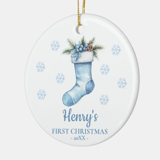 Stocking Personalized Baby's First Christmas Keramik Ornament (Links)