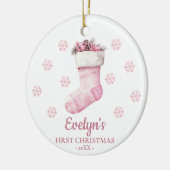 Stocking Personalized Girl's First Christmas Keramik Ornament (Links)