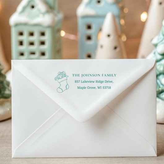 [Stocking Stamp] Custom Christmas Card Address Permastempel