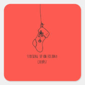 Stocking up on holiday cheers! quadratischer aufkleber (Vorderseite)