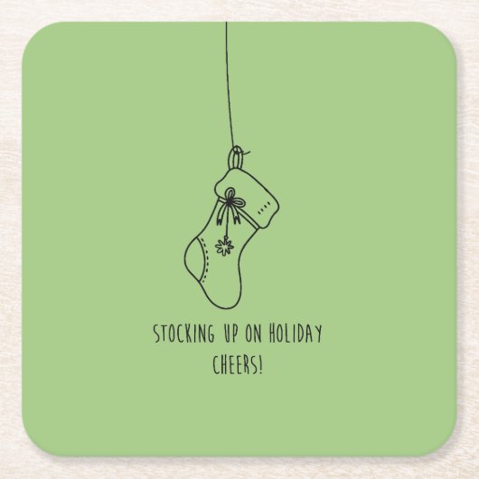 Stocking up on holiday cheers! rechteckiger pappuntersetzer (Vorderseite)