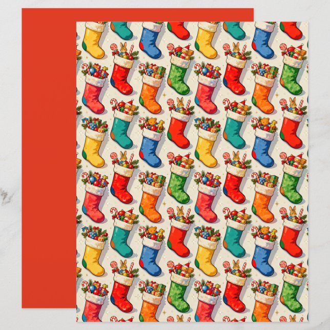 Stockings Filled Scrapbook Paper (Vorne/Hinten)
