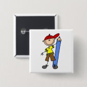 Stockjunge mit Bleistift Button (Vorne & Hinten)