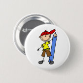 Stockjunge mit Bleistift Button (Vorne & Hinten)
