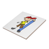 Stockjunge mit Bleistift Fliese (Seite)