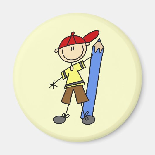 Stockjunge mit Bleistift Magnet (Vorne)