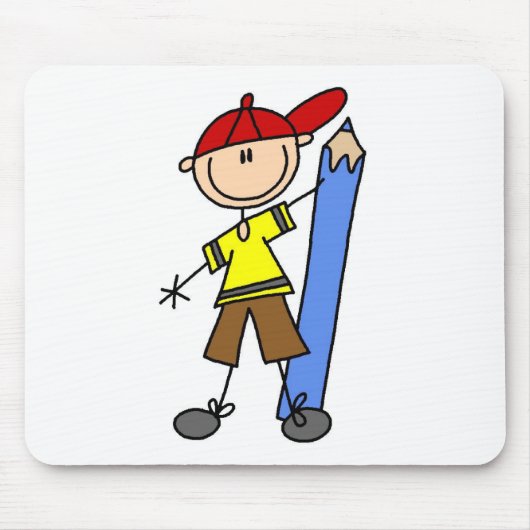 Stockjunge mit Bleistift Mousepad (Vorne)