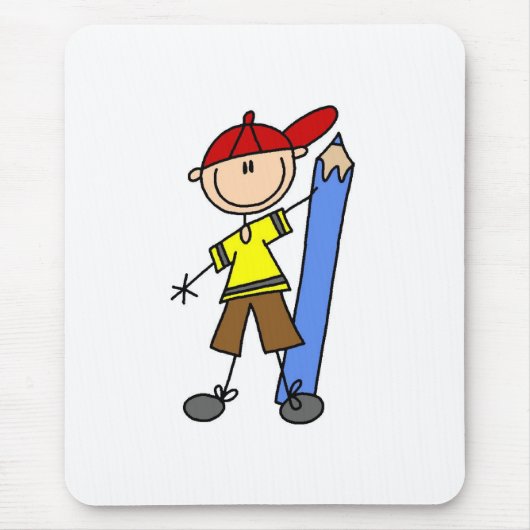 Stockjunge mit Bleistift Mousepad (Vorne)
