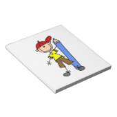 Stockjunge mit Bleistift Notizblock (angewinkelt)