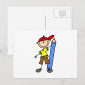 Stockjunge mit Bleistift Postkarte (Vorne/Hinten)