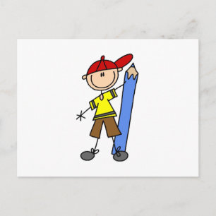 Stockjunge mit Bleistift Postkarte