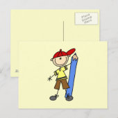 Stockjunge mit Bleistift Postkarte (Vorne/Hinten)