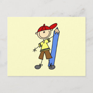 Stockjunge mit Bleistift Postkarte