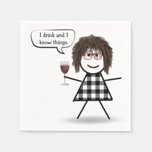 Stockmann-Mädchen mit Rotwein-Party-Humor  Serviette