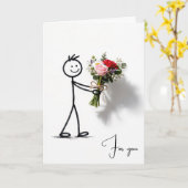 Stockmann mit Blumenstrauß Karte (Gelbe Blume)