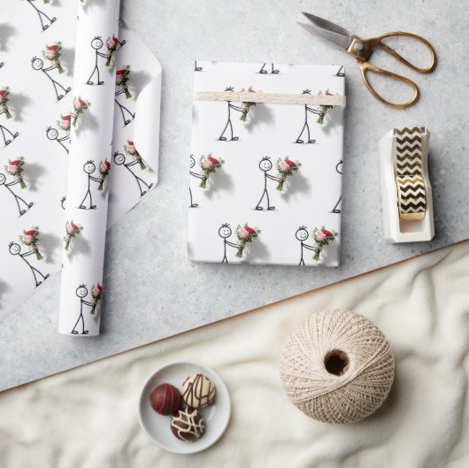 Stockmann mit Rosenstrauß Geschenkpapier (Kunsthandwerk)