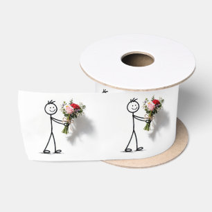 Stockmann mit Rosenstrauß Satinband