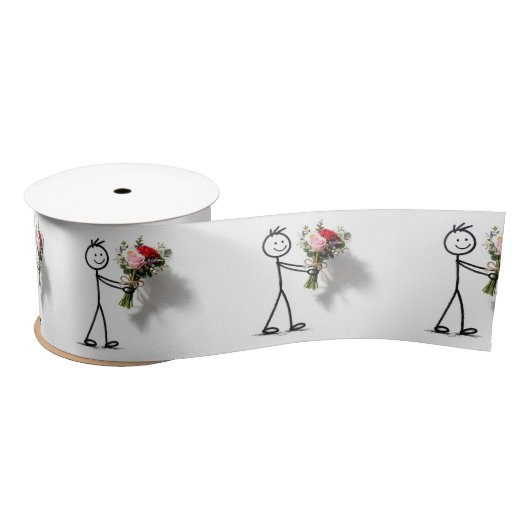 Stockmann mit Rosenstrauß Satinband (Spule)