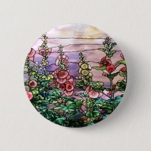 Stockros Vintage-Blumen Tiffany-Buntglas Button