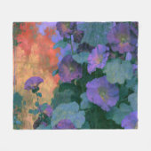 Stockrosen im Violetten Bold Impressionismus Fleecedecke (Vorderseite (Horizontal))