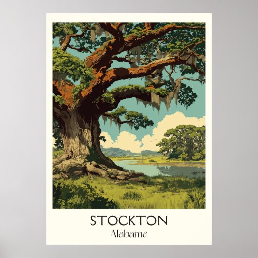 Stockton Alabama Ancient Oak Trees Poster (Vorne)