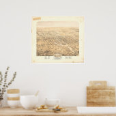 Stockton, CA Panorama Karte 1870 (1667A)-nicht res Poster (Küche)