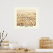 Stockton, CA Panorama Karte 1870 (1667A) - restaur Poster (Küche)