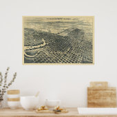 Stockton, CA Panorama Karte - 1895 Poster (Küche)