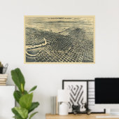 Stockton, CA Panorama Karte - 1895 Poster (Heimbüro)