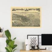 Stockton, CA Panorama Karte - 1895b Poster (Heimbüro)