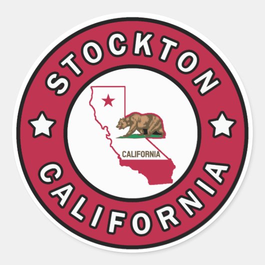 Stockton California Runder Aufkleber (Vorderseite)