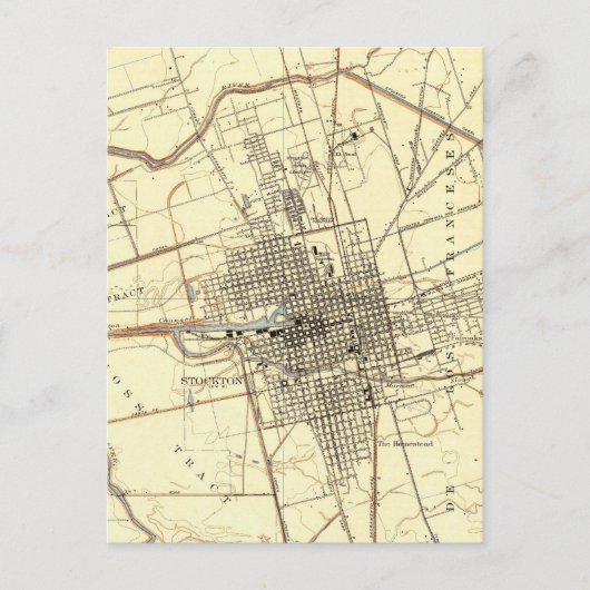Stockton California Vintag Map Postkarte (Vorderseite)