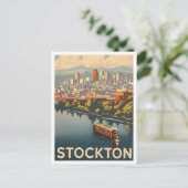 Stockton California Vintage Travel Illustration Postkarte (Stehend Vorderseite)