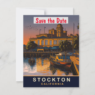 Stockton, Kalifornien, Travel Postcard, Save The Date