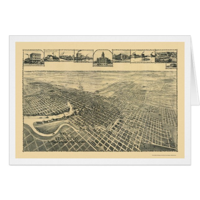 Stockton, panoramische Karte CAs - 1895b (Vorderseite (Horizontal))