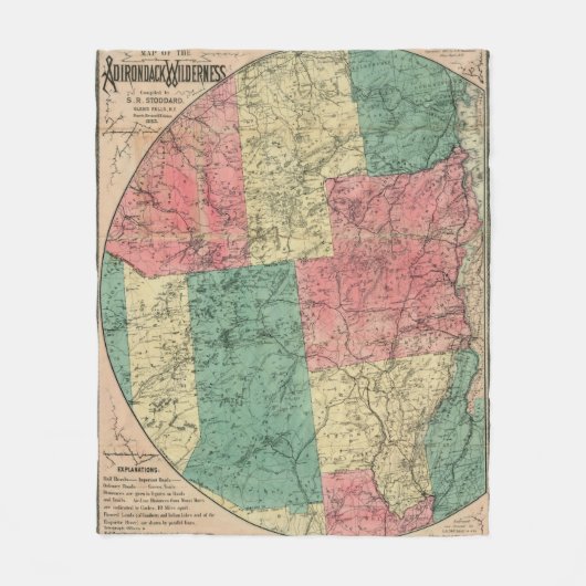 Stoddard's Map of the Adirondack Wilderness, 1883 Fleecedecke (Vorderseite)