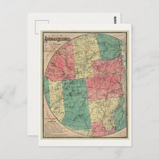 Stoddard's Map of the Adirondack Wilderness, 1883 Postkarte (Vorne/Hinten)