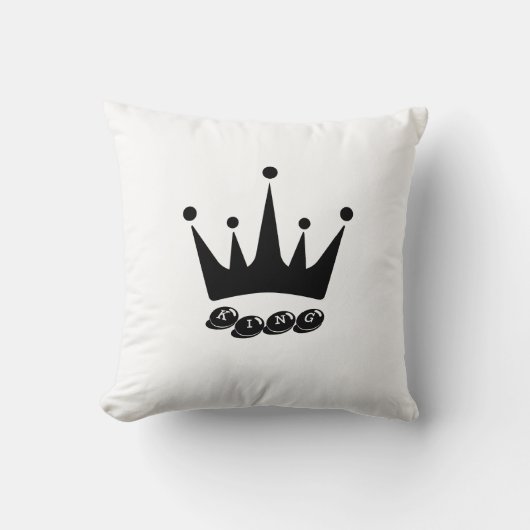 Stoff Baumwolltext mit schwarzer Farbkrone Kissen (Vorderseite)