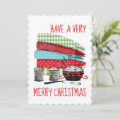 Stoff Begriffe Nähen Weihnachtskarte Feiertagskarte (Stehend Vorderseite)