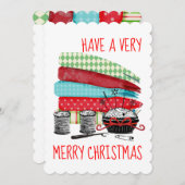 Stoff Begriffe Nähen Weihnachtskarte Feiertagskarte (Vorne/Hinten)