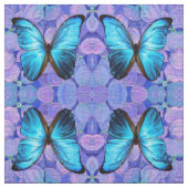 Stoff - Blauer Schmetterling auf Hydrangea (Muster)