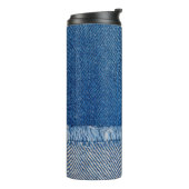 Stoff Blue Jeans Background, Denim Textur Thermosbecher (Nach links gedreht)