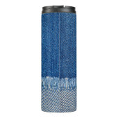 Stoff Blue Jeans Background, Denim Textur Thermosbecher (Rückseite)