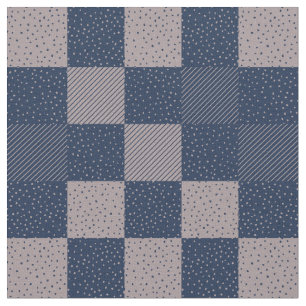Stoff - Crazy Buffalo Karo in Blau und Taupe