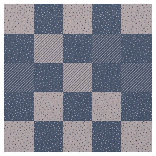 Stoff - Crazy Buffalo Karo in Blau und Taupe (Nahaufnahme)