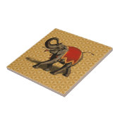 Stoff des indischen Elefant-w/Red Fliese (Seite)