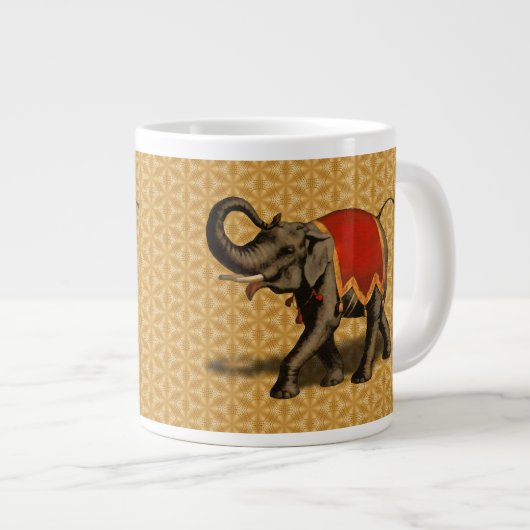 Stoff des indischen Elefant-w/Red Jumbo-Tasse (Vorderseite Rechts)